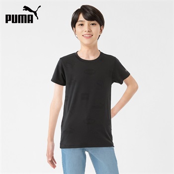 PUMA プーマ 半袖ジャガードシャツ 男の子 キッズ 130cm-160cm(ブラック-130cm)