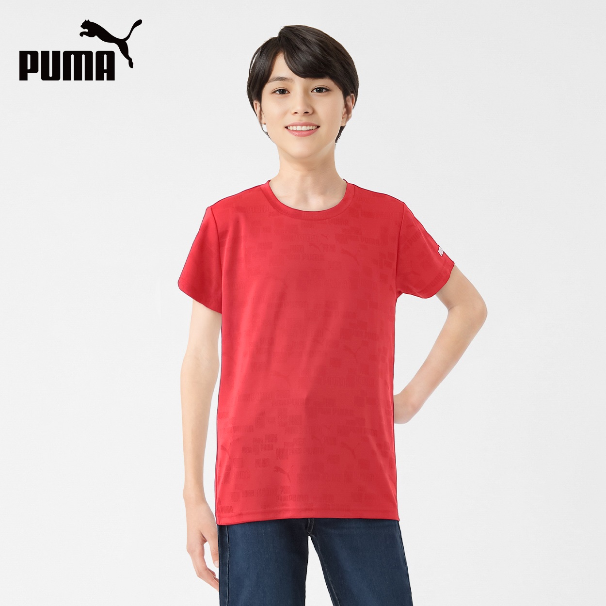 PUMA プーマ 半袖ジャガードシャツ 男の子 キッズ 130cm-160cm