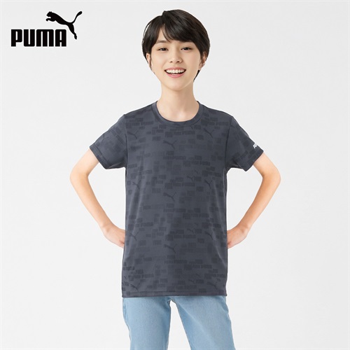PUMA プーマ 半袖ジャガードシャツ 男の子 キッズ 130cm-160cm(ネイビー-130cm)