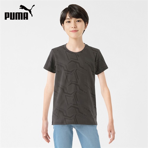 PUMA プーマ 半袖ジャガードシャツ 男の子 キッズ 130cm-160cm(ブラック-130cm)