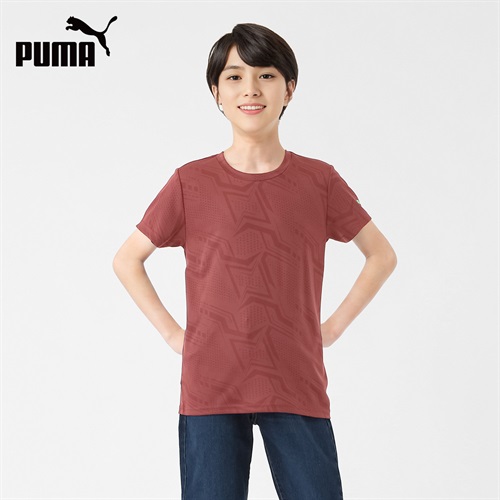 PUMA プーマ 半袖ジャガードシャツ 男の子 キッズ 130cm-160cm(レッド-130cm)