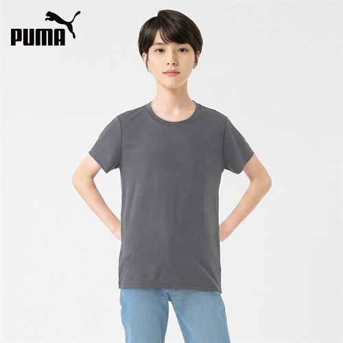 PUMA プーマ 半袖ジャガードシャツ 男の子 キッズ 130cm-160cm(チャコ－ルグレ－-130cm)