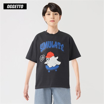 OGGETTO(オジェット) オバケサガラ刺しゅうTシャツ 男の子 キッズ 140cm-170cm(チャコ－ルグレ－-140cm)