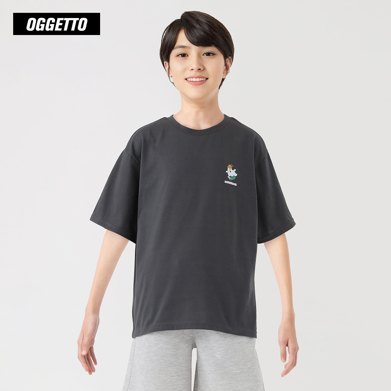 OGGETTO(オジェット) バック12連オバケTシャツ 男の子 キッズ 140cm-170cm(チャコ－ルグレ－-140cm)