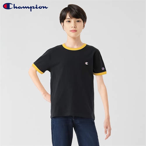 Champion(チャンピオン) リンガー配色半袖Ｔシャツ 男の子 キッズ 130cm-160cm(ブラック-130cm)