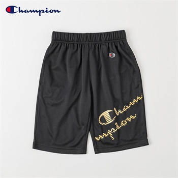 Champion チャンピオン光沢プリントハーフパンツ 男の子 キッズ 130cm-160cm(ブラック-130cm)