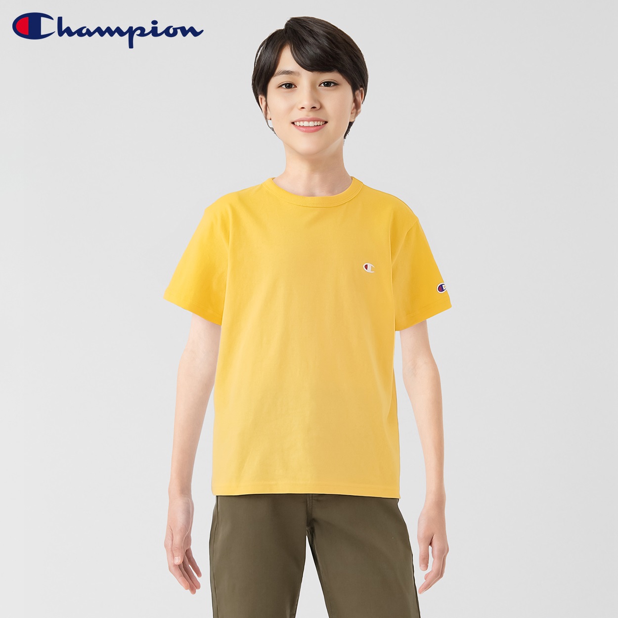 Champion(チャンピオン) ワンポイント半袖Ｔシャツ 男の子 キッズ 130cm-160cm(ライトイエロー-140cm)