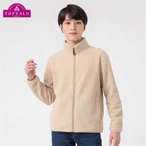 【1000円フリース】マイクロフリースフルジップジャケット 8色カラバリ キッズ 男の子 トップバリュ(TOPVALU) 130～160cm(ベージュ-130cm)