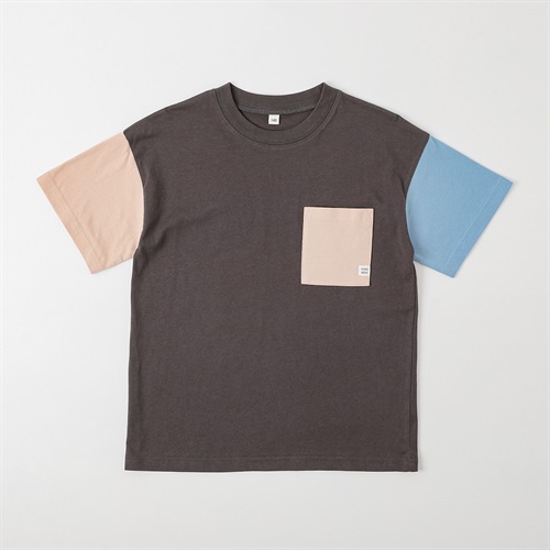 クレイジーポケ付半袖Ｔシャツ 男の子 キッズ 130cm-170cm(チャコールグレー-130cm)