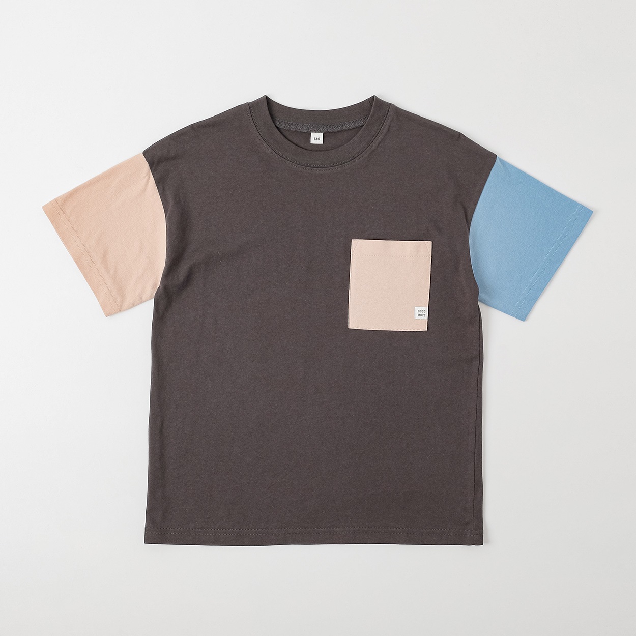 クレイジーポケ付半袖Ｔシャツ 男の子 キッズ 130cm-170cm(チャコールグレー-160cm)