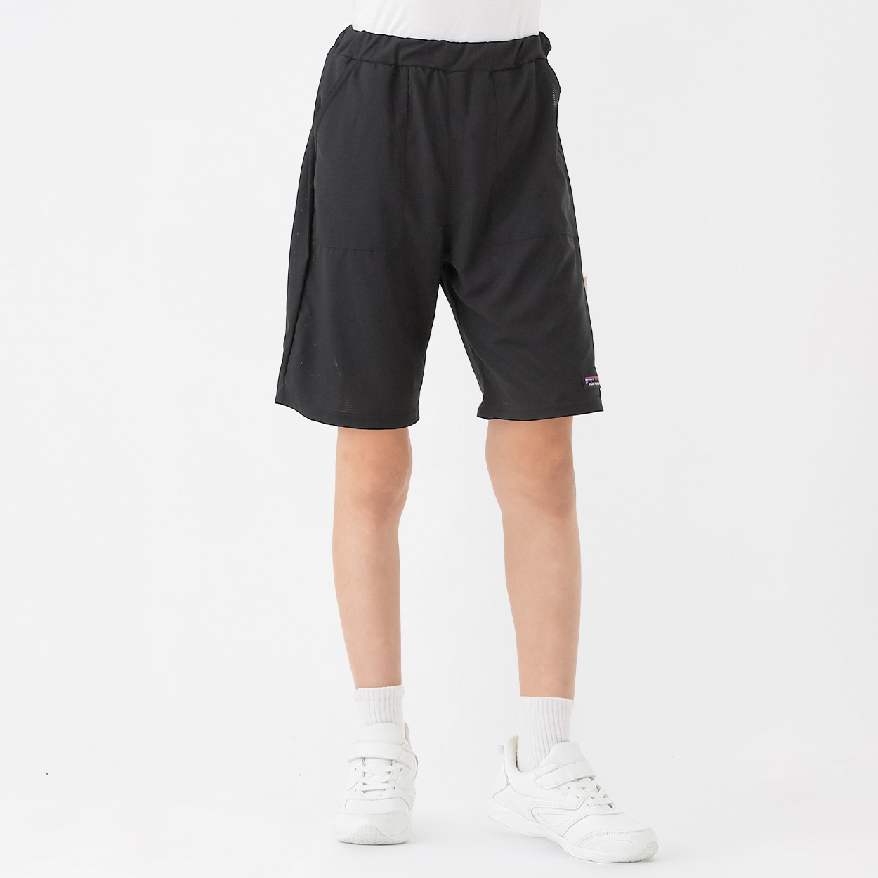 布帛メッシュベーカーポケットハーフパンツ 男の子 キッズ 130cm-160cm(ブラック-160cm)