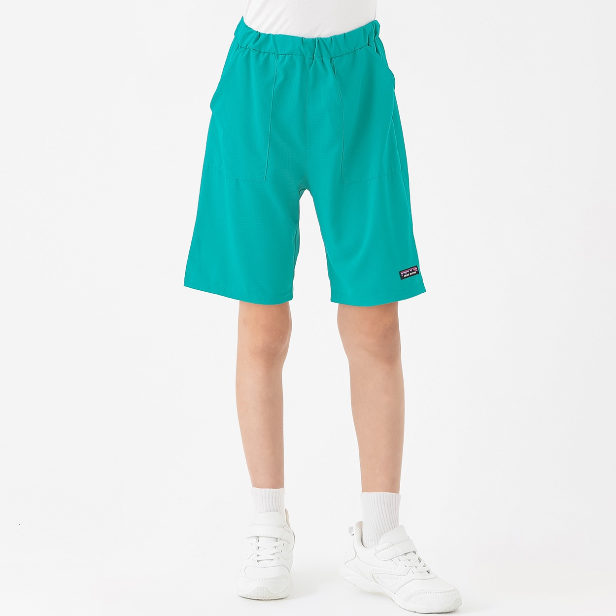 布帛メッシュベーカーポケットハーフパンツ 男の子 キッズ 130cm-160cm(ターコイズブルー-150cm)