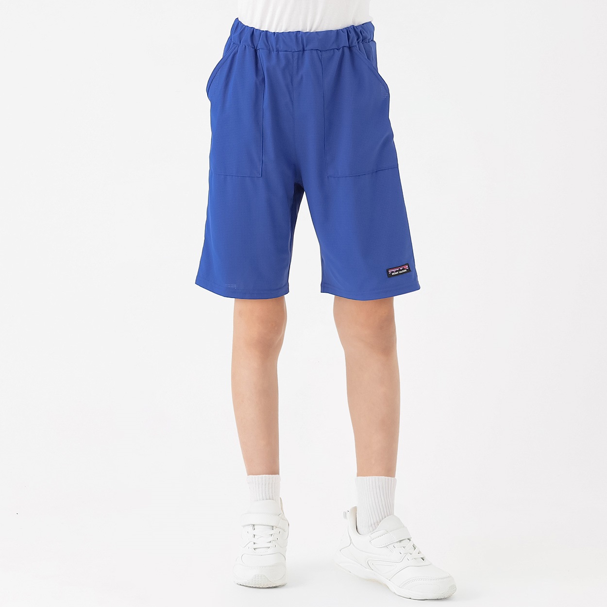 布帛メッシュベーカーポケットハーフパンツ 男の子 キッズ 130cm-160cm(ブルー-130cm)