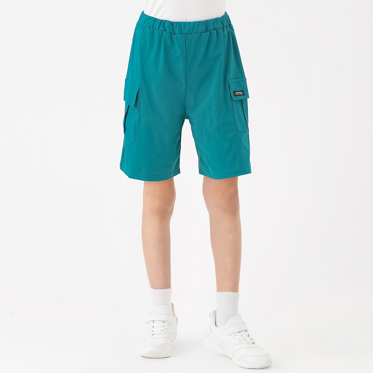 エステル天竺カーゴポケットハーフパンツ 男の子 キッズ 130cm-160cm(ブルーグリーン-130cm)
