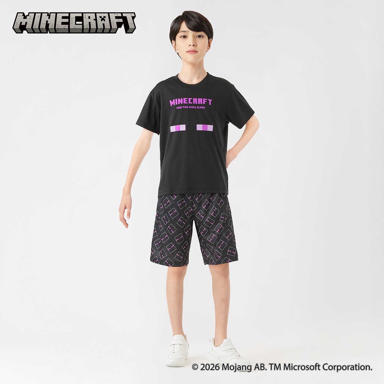 Minecraft(マインクラフト)上下セット キッズ 130cm-160cm(ブラック-140cm)