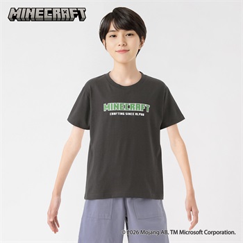 Minecraft(マインクラフト)半袖Tシャツ キッズ 130cm-160cm(スミクロ-130cm)