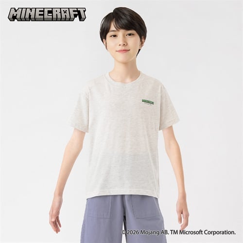 Minecraft(マインクラフト)キューブ柄半袖Tシャツ キッズ 130cm-160cm(オートミール-130cm)