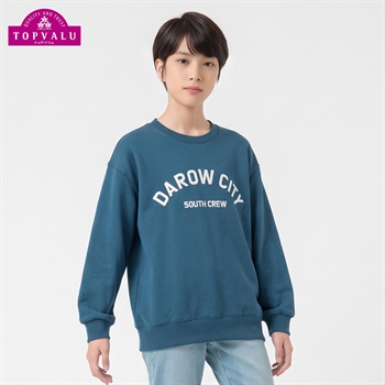 衿よれにくい綿混プリント裏起毛トレーナー キッズ 男の子 トップバリュ(TOPVALU) 130～160cm(ブルー-130cm)