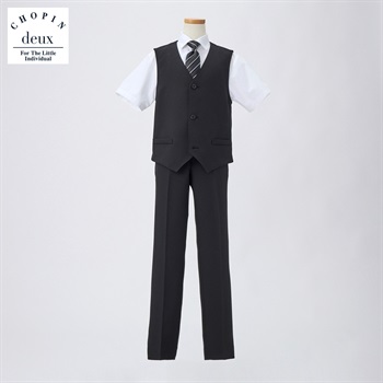 CHOPIN deux(ショパン ドゥ) 半袖ベストスーツ キッズ 男の子 フォーマルスーツ 140cm 150cm 160cm(ホワイト-140cm)