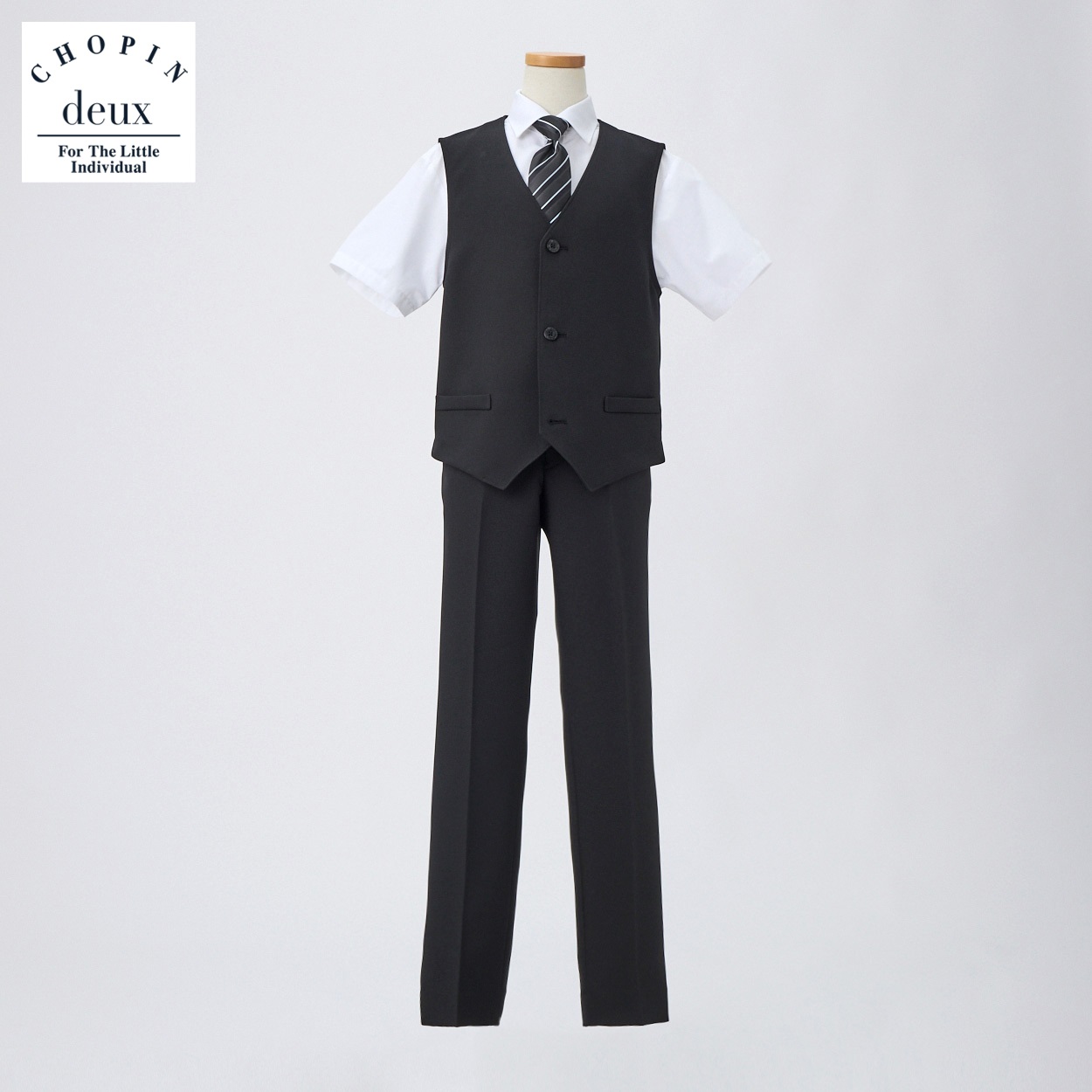 CHOPIN deux(ショパン ドゥ) 半袖ベストスーツ キッズ 男の子 フォーマルスーツ 140cm 150cm 160cm(ホワイト-150cm)