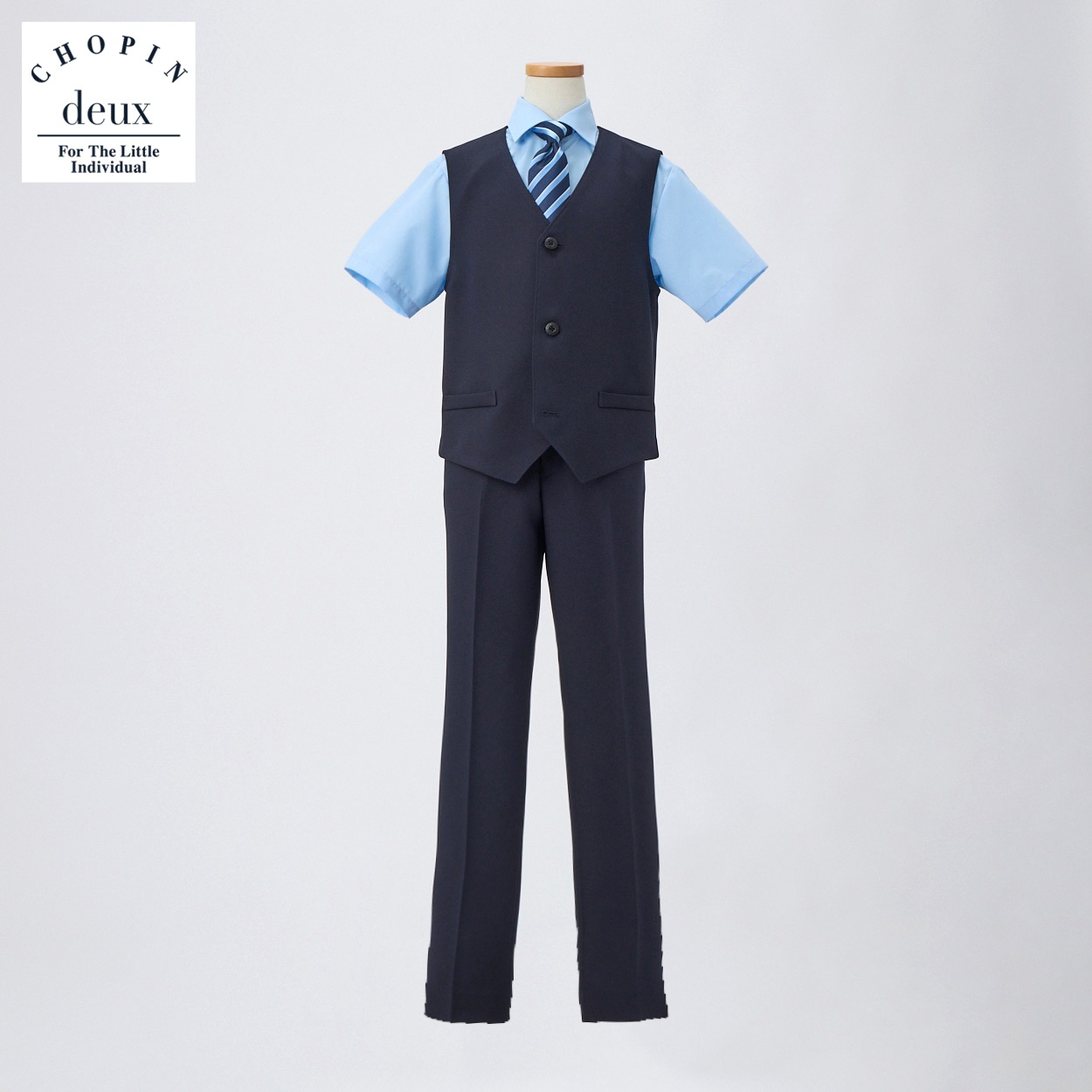 CHOPIN deux(ショパン ドゥ) 半袖ベストスーツ キッズ 男の子 フォーマルスーツ 140cm 150cm 160cm(ブルー-150cm)