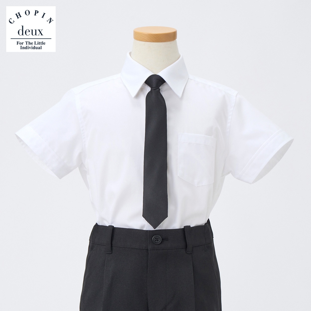 CHOPIN deux(ショパン ドゥ) 半袖タイ付シャツ(小) キッズ 男の子 フォーマル 100cm 110cm 120cm 130cm(ホワイト-130cm)