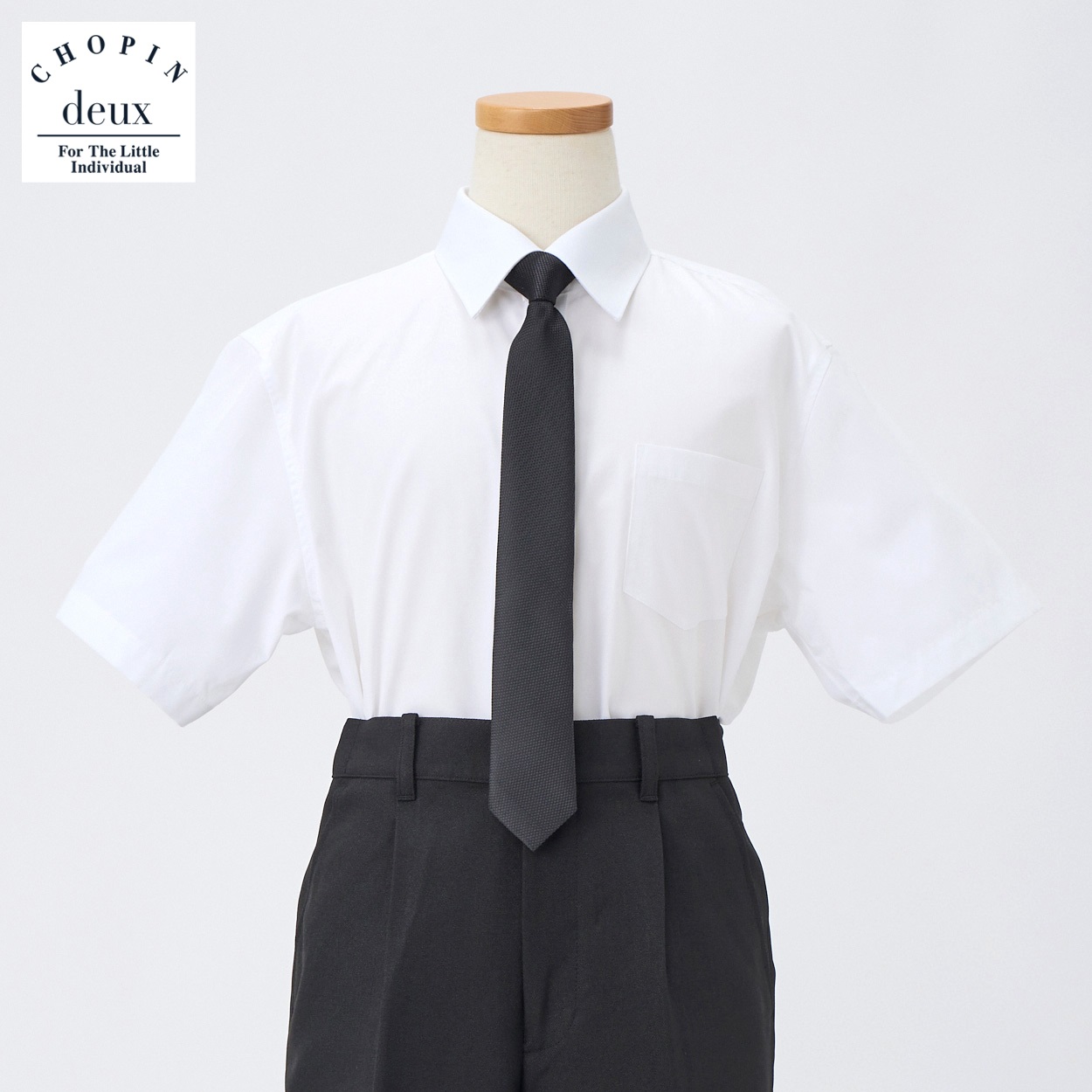 CHOPIN deux(ショパン ドゥ) 半袖タイ付シャツ(大) キッズ 男の子 フォーマル 140cm 150cm 160cm(ホワイト-160cm)