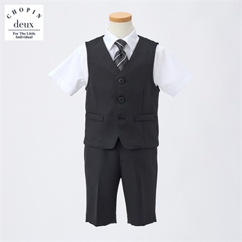 CHOPIN deux(ショパン ドゥ) 半袖ベストスーツ キッズ 男の子 フォーマルスーツ  100cm 110cm 120cm 130cm(ホワイト-100cm)