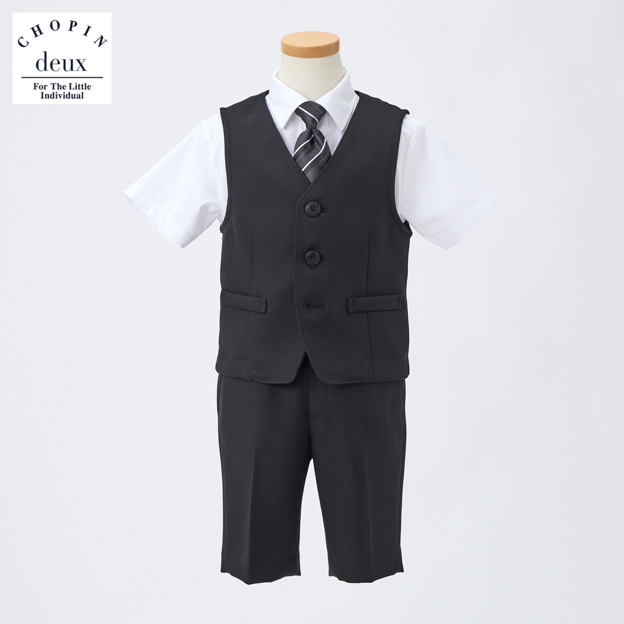 CHOPIN deux(ショパン ドゥ) 半袖ベストスーツ キッズ 男の子 フォーマルスーツ  100cm 110cm 120cm 130cm(ホワイト-120cm)