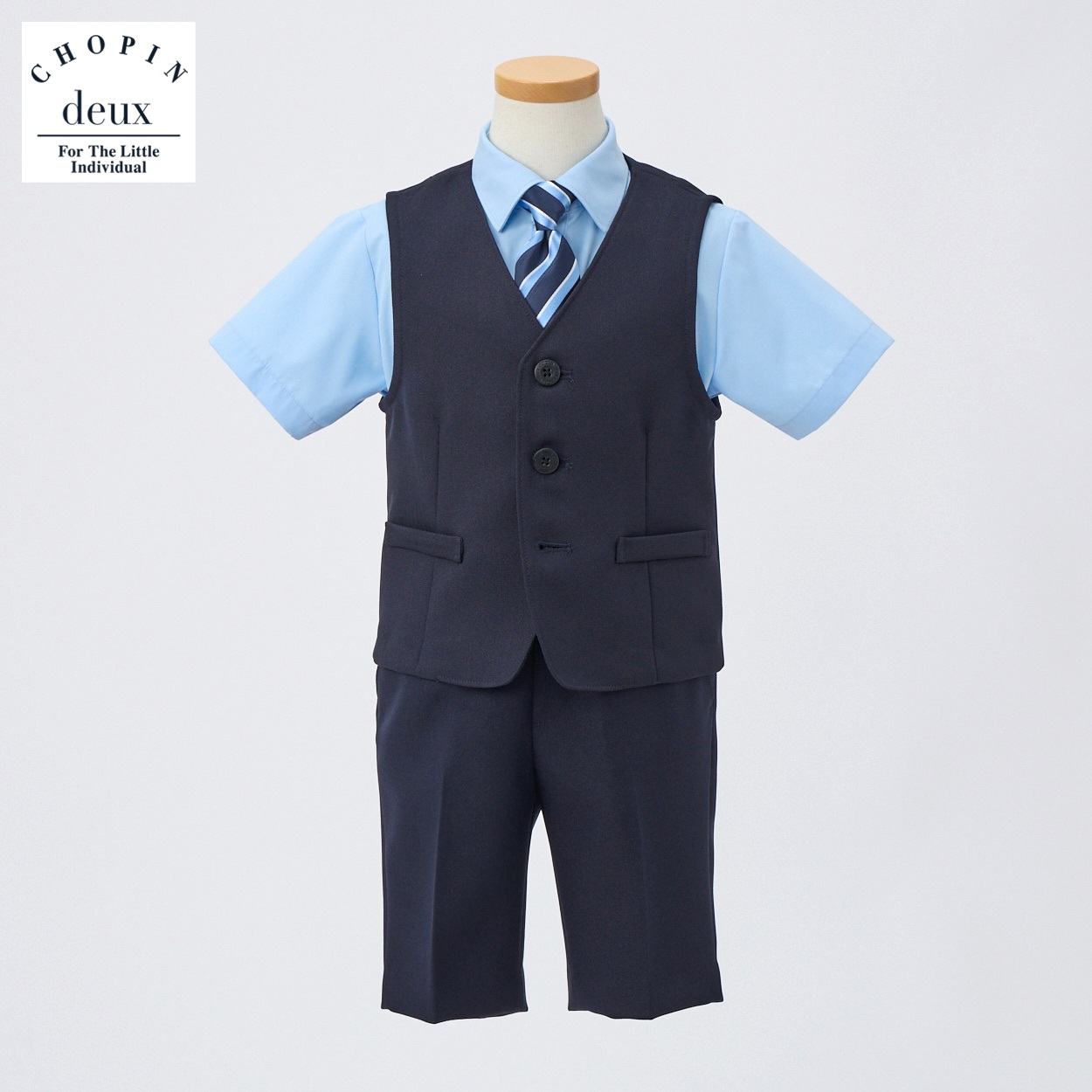 CHOPIN deux(ショパン ドゥ) 半袖ベストスーツ キッズ 男の子 フォーマルスーツ  100cm 110cm 120cm 130cm(ブルー-130cm)