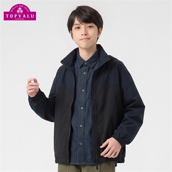 ポケッタブルはっ水UV対策ジャケット キッズ 男の子 トップバリュ 130cm-170cm(ネイビー-130cm)