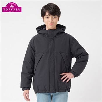 洗えるはっ水中わたジャケット キッズ 男の子 トップバリュ(TOPVALU) 130～160cm(ブラック-130cm)