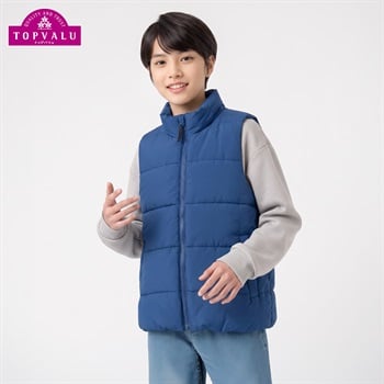 洗える中わたベスト キッズ 男の子 トップバリュ 130cm-160cm(ブルー-130cm)