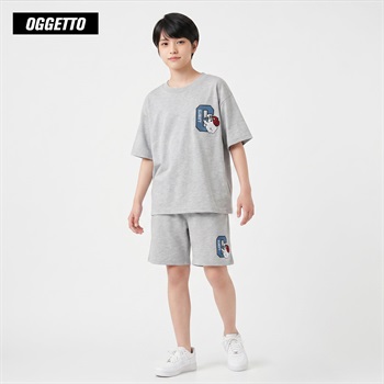 OGGETTO(オジェット) イニシャルオバケセットアップ キッズ 男の子 140cm-170cm(グレー-140cm)