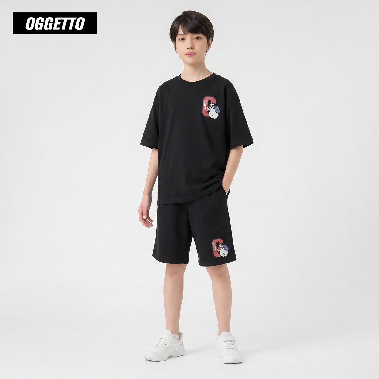 OGGETTO(オジェット) イニシャルオバケセットアップ キッズ 男の子 140cm-170cm(ブラック-150cm)