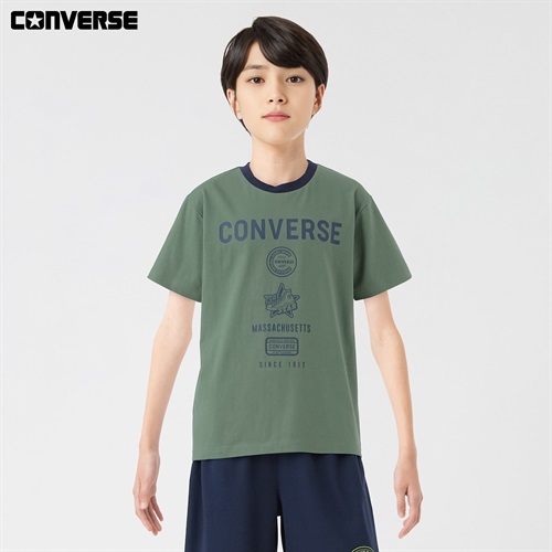CONVERSE(コンバース) Tシャツ リンガー キッズ 男の子 130cm-160cm(グリーン-130cm)