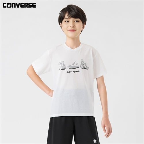 CONVERSE(コンバース) Tシャツ スニーカー キッズ 男の子 130cm-160cm(ホワイト-130cm)
