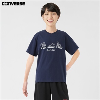 CONVERSE(コンバース) Tシャツ スニーカー キッズ 男の子 130cm-160cm(ネイビー-130cm)