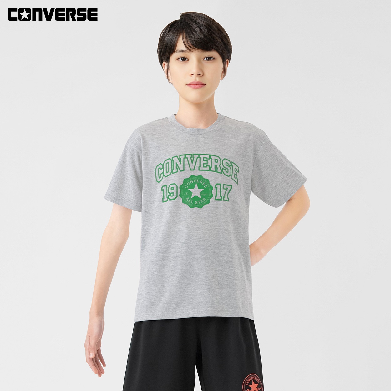 CONVERSE(コンバース) Tシャツ カレッジ キッズ 男の子 130cm-160cm(グレー-130cm)