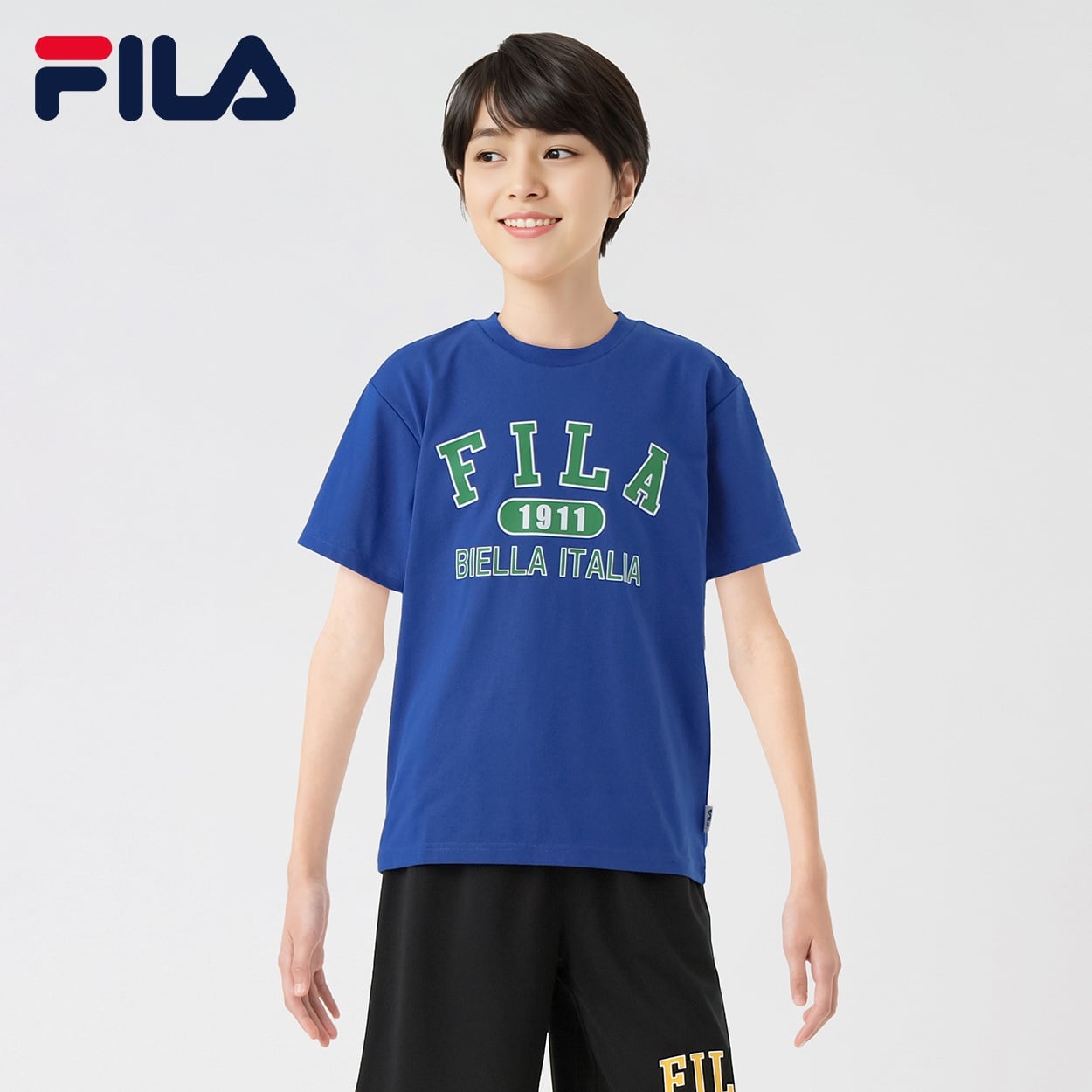 FILA(フィラ) ロゴTシャツ キッズ 男の子 130cm-160cm(ブルー-130cm)