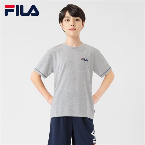 FILA(フィラ) 袖ラインTシャツ キッズ 男の子 130cm-160cm(グレー-130cm)