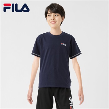 FILA(フィラ) 袖ラインTシャツ キッズ 男の子 130cm-160cm(ネイビー-130cm)