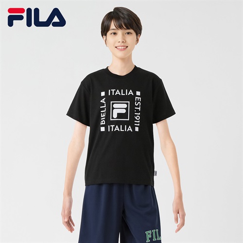 FILA(フィラ) BOXロゴTシャツ キッズ 男の子 130cm-160cm(ブラック-130cm)