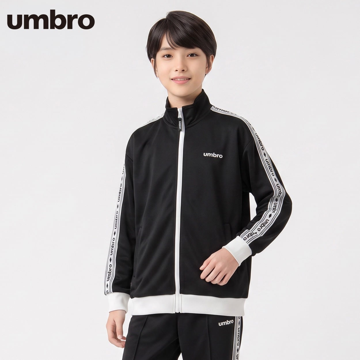 UMBRO(アンブロ) ロゴテープジャケット キッズ 男の子 130cm-160cm(ブラック-130cm)