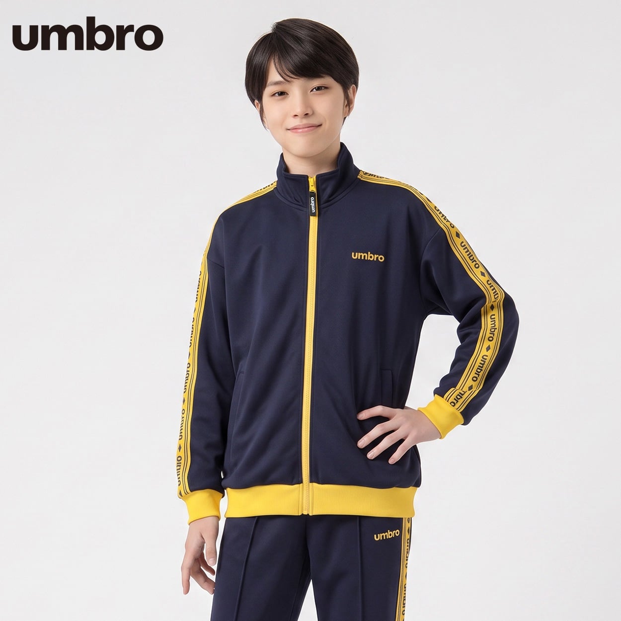 UMBRO(アンブロ) ロゴテープジャケット キッズ 男の子 130cm-160cm(ネイビー-140cm)