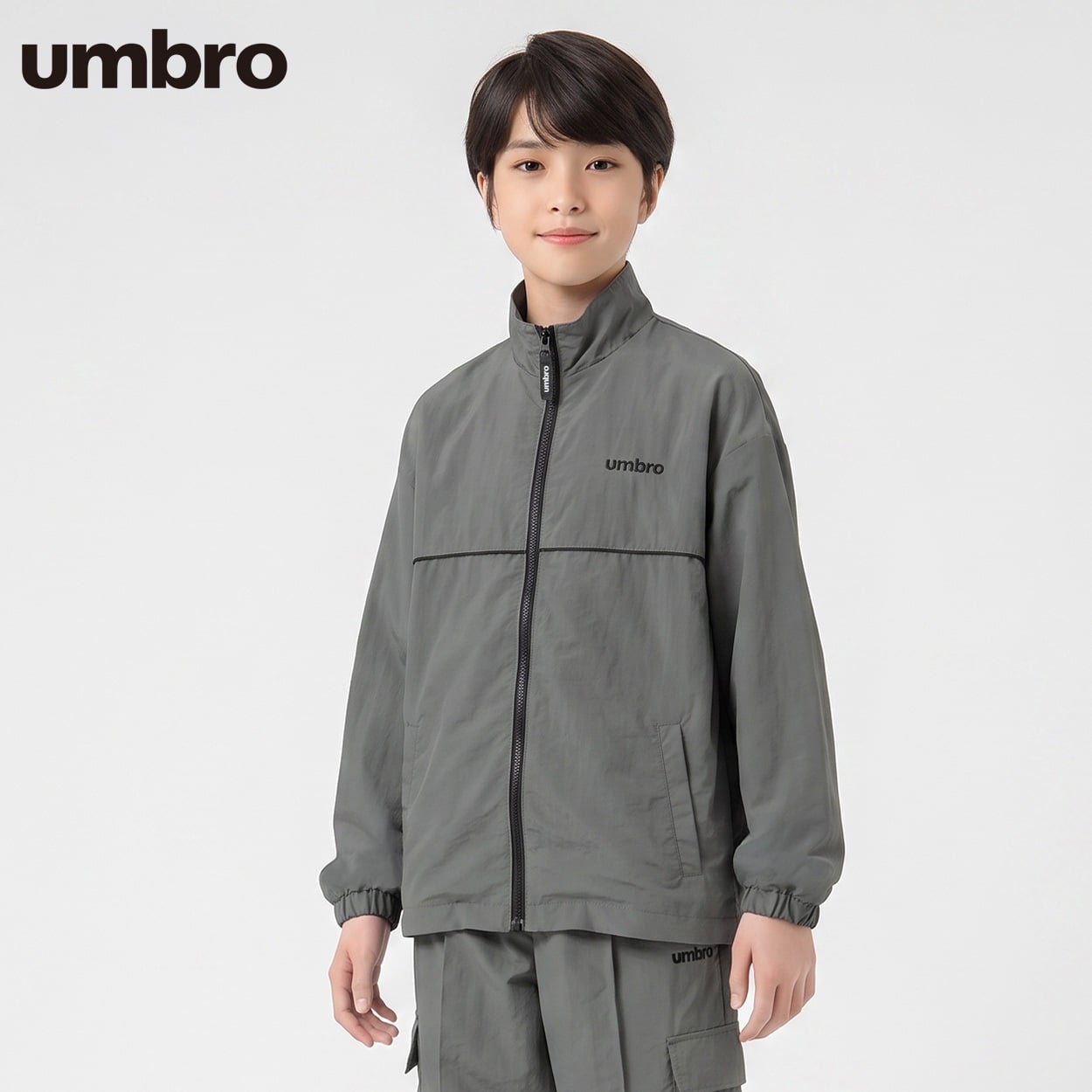 UMBRO(アンブロ) ナイロンフルジップジャケット キッズ 男の子 130cm-160cm(グレー-150cm)