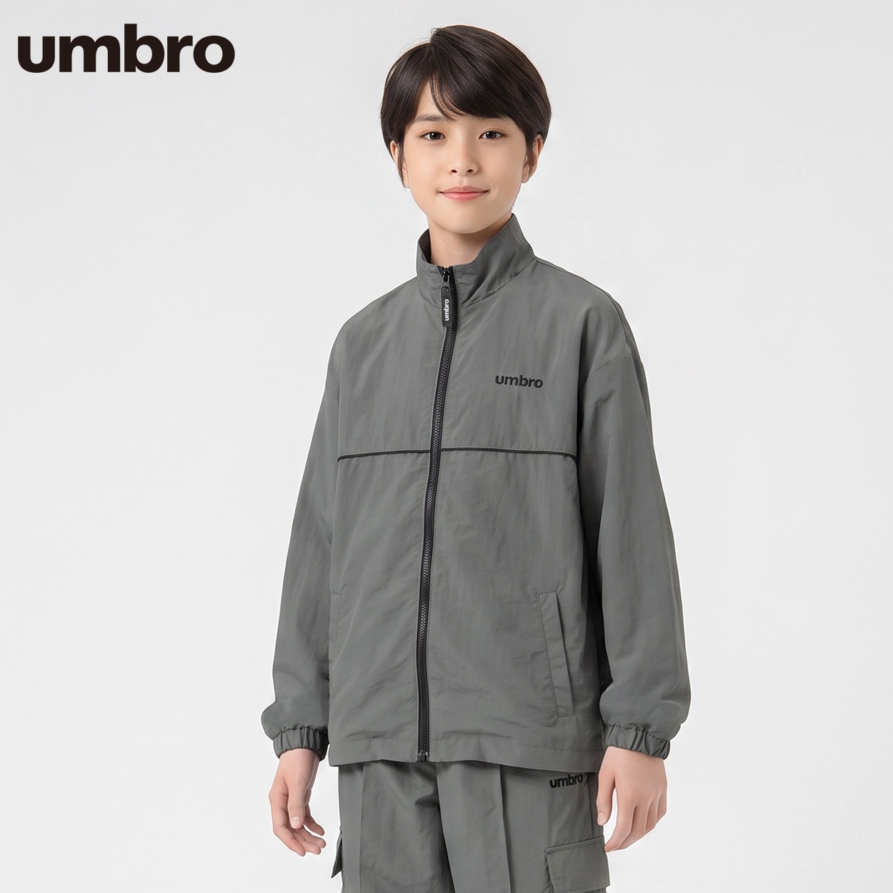 UMBRO(アンブロ) ナイロンフルジップジャケット キッズ 男の子 130cm-160cm(グレー-160cm)