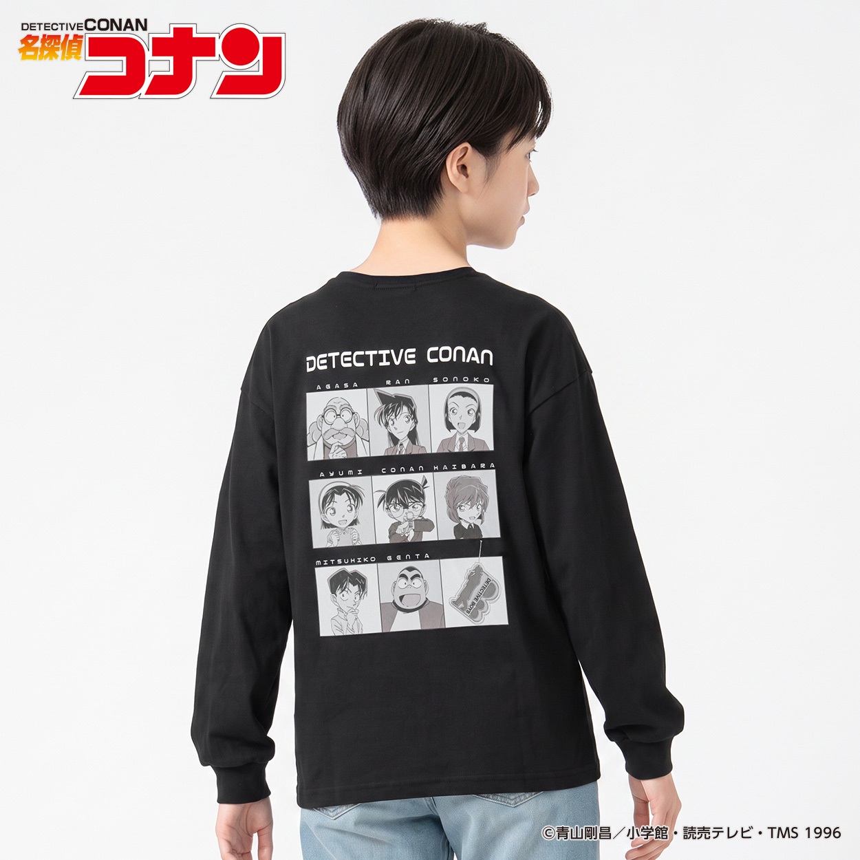 名探偵コナン 9連バッグプリントTシャツ キッズ 男の子 女の子 130cm-160cm(ブラック-160cm)