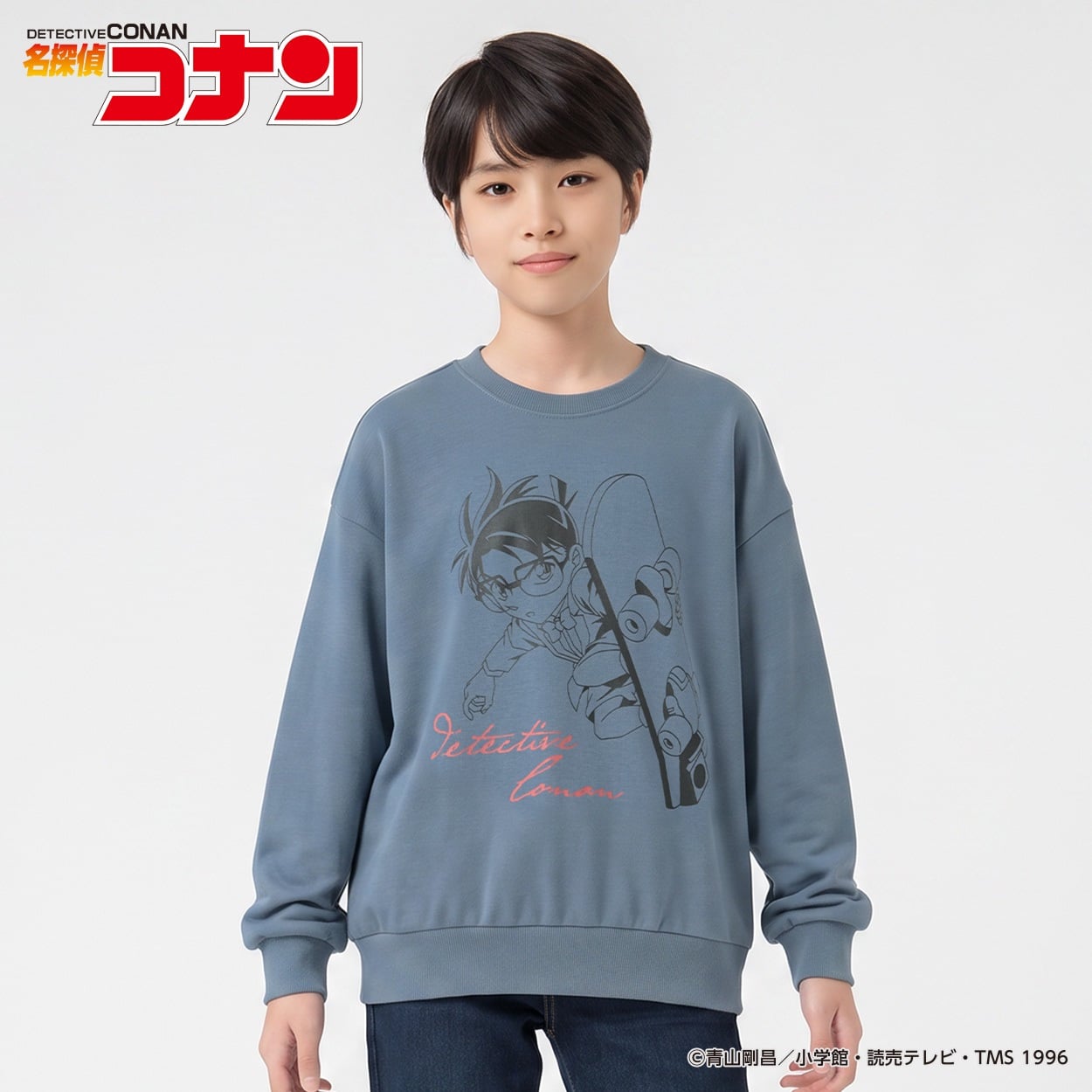 名探偵コナン グラフィックトレーナー キッズ 男の子 女の子 130cm-160cm(ブルー-140cm)