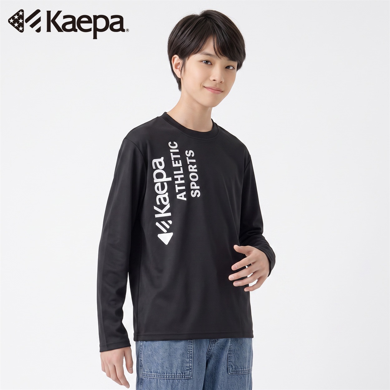Kaepa(ケイパ) 長袖プリントTシャツ キッズ 男の子 130cm-160cm(ブラック-140cm)
